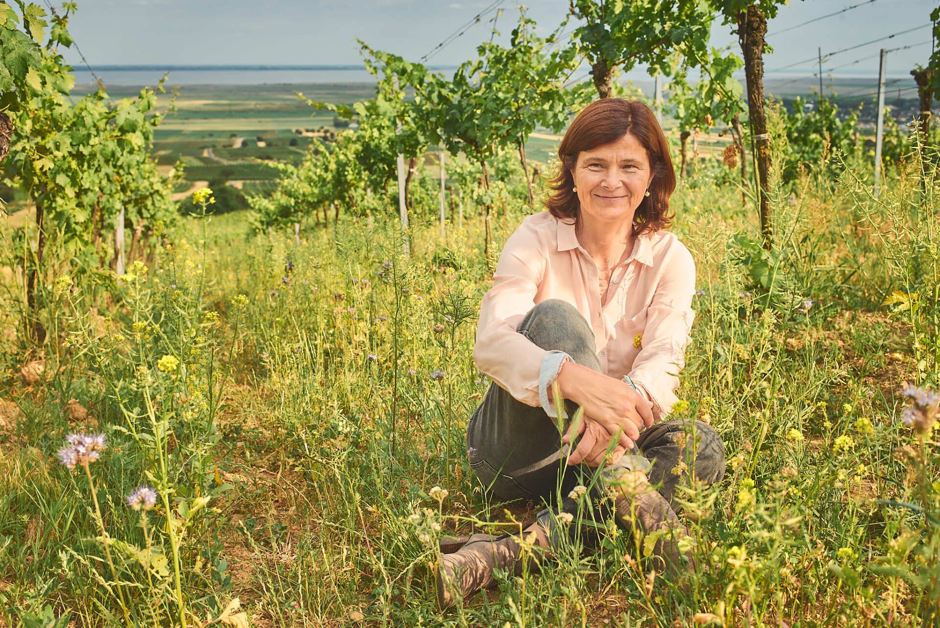 Birgit Braunstein in her Biodynamic Vineyards in the Neusiedlersee of the Burgenland in Austria