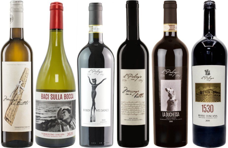 Il Palagio - Line-up of Wines, some named after Sting songs