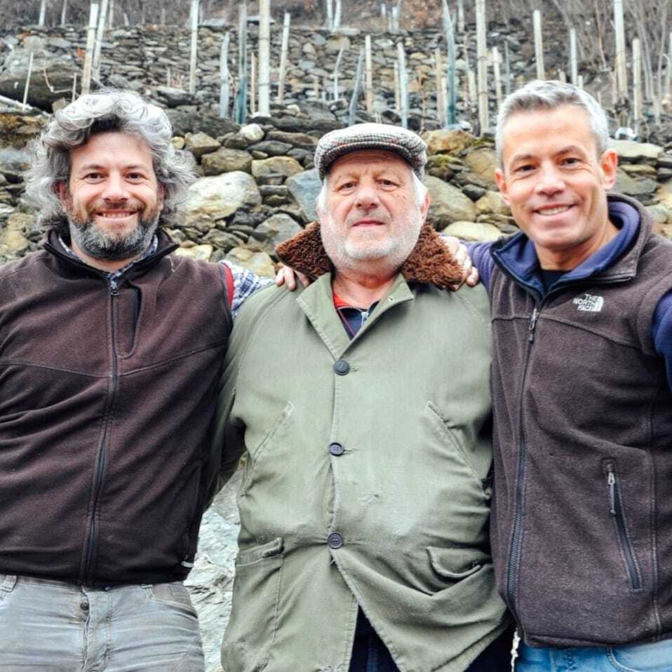 Angelo Sego and his sons Luca & Matteo in their Alpine vineyards