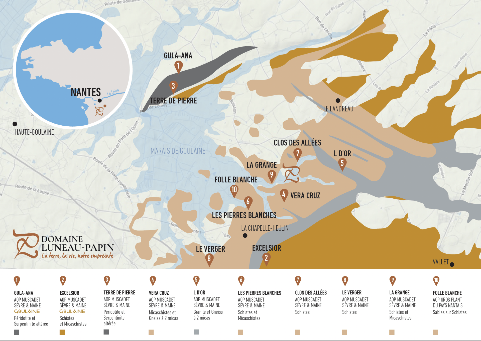 Domaine Luneau Papin - Map of Vineyard Sites