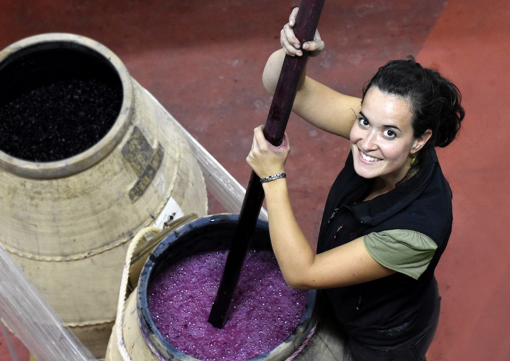 Sandra working on the wines