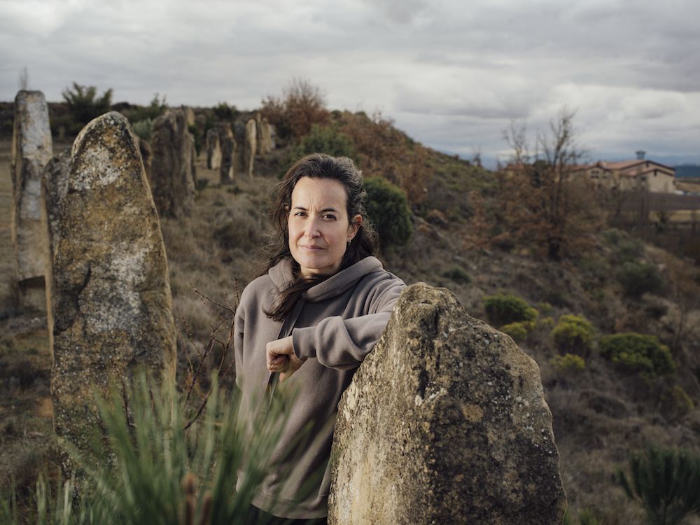 Sandra Bravo, winemaker of Sierra de Toloño, in the vineyard.